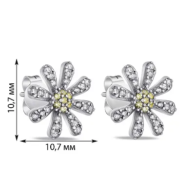 Срібні сережки пусети Квітка (арт. 7518/6478аж)