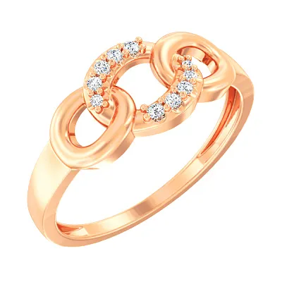 Кольцо "Звенья" из красного золота с бриллиантами  (арт. К011263010)