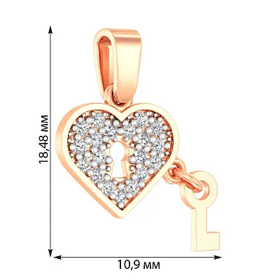 Золотая подвеска «Ключ от сердца» с фианитами (арт. 440484)