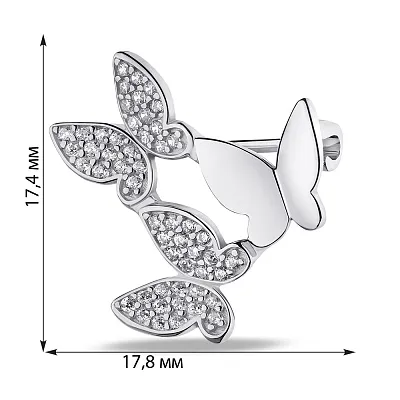 Срібна брошка Метелики (арт. 7505/174)
