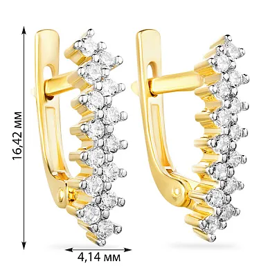 Сережки з жовтого золота з фіанітами (арт. 110161ж)