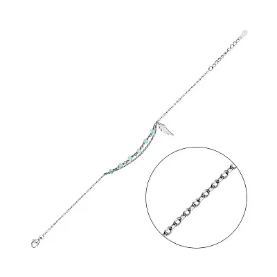 Срібний браслет на ногу з альпінітом (арт. 7509/2103аг)