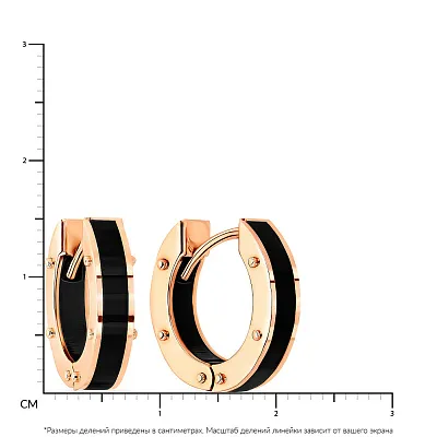 Золотые сережки-кольца с ониксом (арт. 107871/15о)