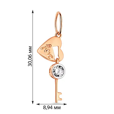 Золотая подвеска «Ключик» с фианитом (арт. 422420)