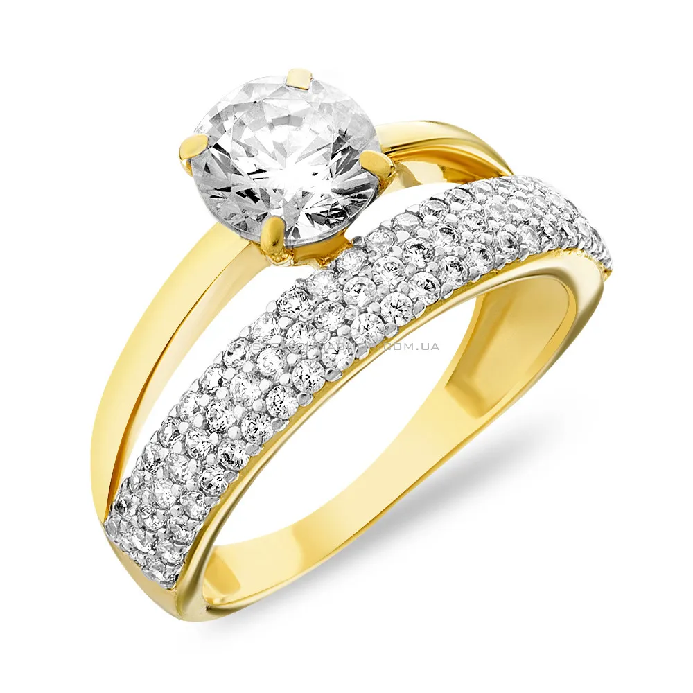 Золотое помолвочное кольцо с фианитами (арт. 140412ж)