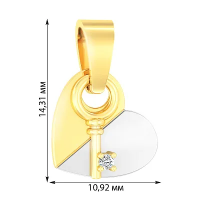 Золотая подвеска «Ключ от сердца» с фианитом (арт. 440537ж)