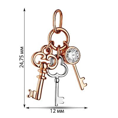 Золотая подвеска «Ключики» с фианитом (арт. 440586)