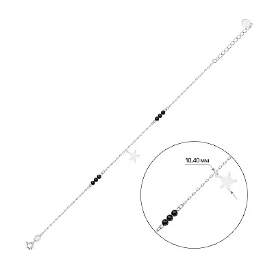 Срібний браслет «Зірка» з оніксом (арт. 7509/2350о)