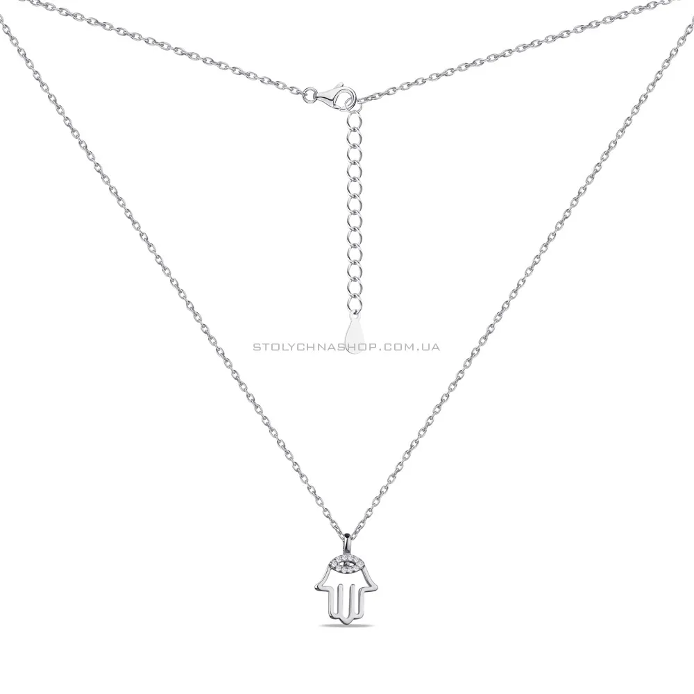 Кольє зі срібла "Хамса" з фіанітами (арт. 7507/965) - 2 - цена
