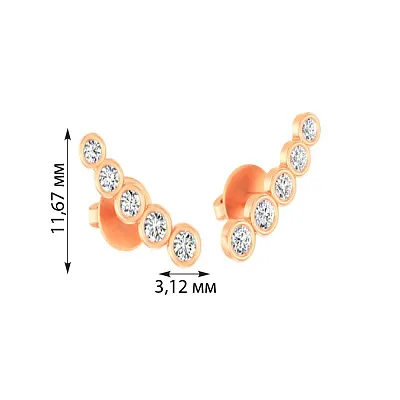 Сережки з червоного золота з фіанітами (арт. 110869)