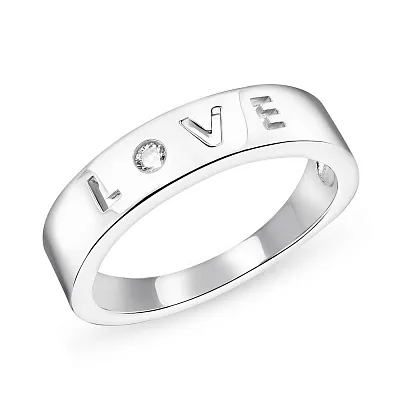 Серебряное кольцо &quot;Love&quot; с фианитом  (арт. 7501/5560)