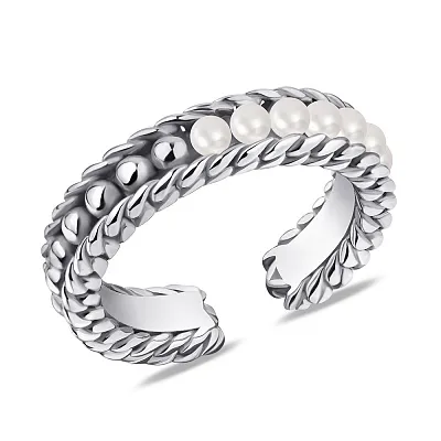 Незамкнутое серебряное кольцо Trendy Style с жемчугом  (арт. 7501/5646жб)