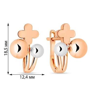 Сережки з червоного та білого золота (арт. 108455кб)