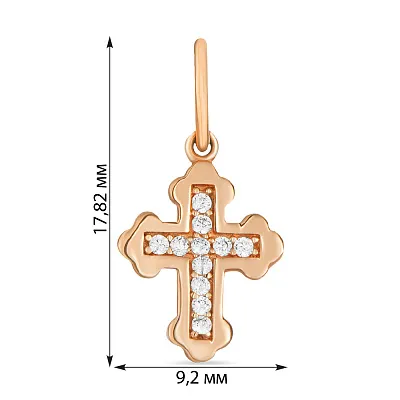 Хрестик з фіанітами з червоного золота (арт. 423957)