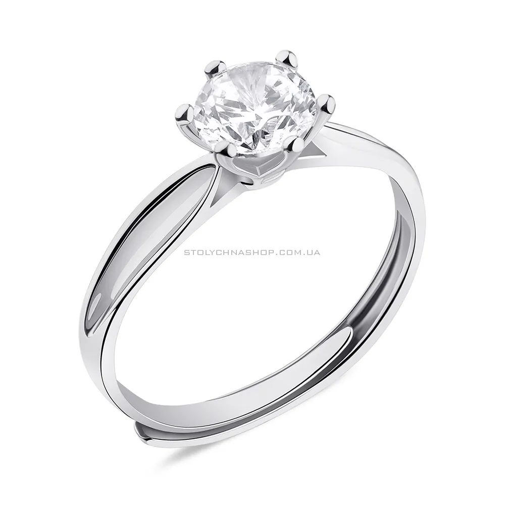 Безразмерное кольцо из серебра с фианитом (арт. 7501/6239) - цена