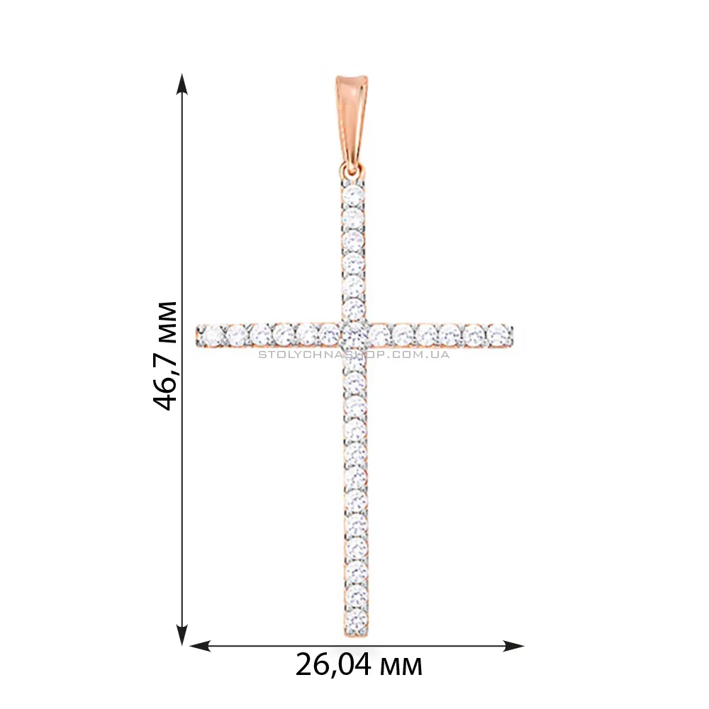 Золотая подвеска-крестик с фианитами (арт. 440340) - 2 - цена
