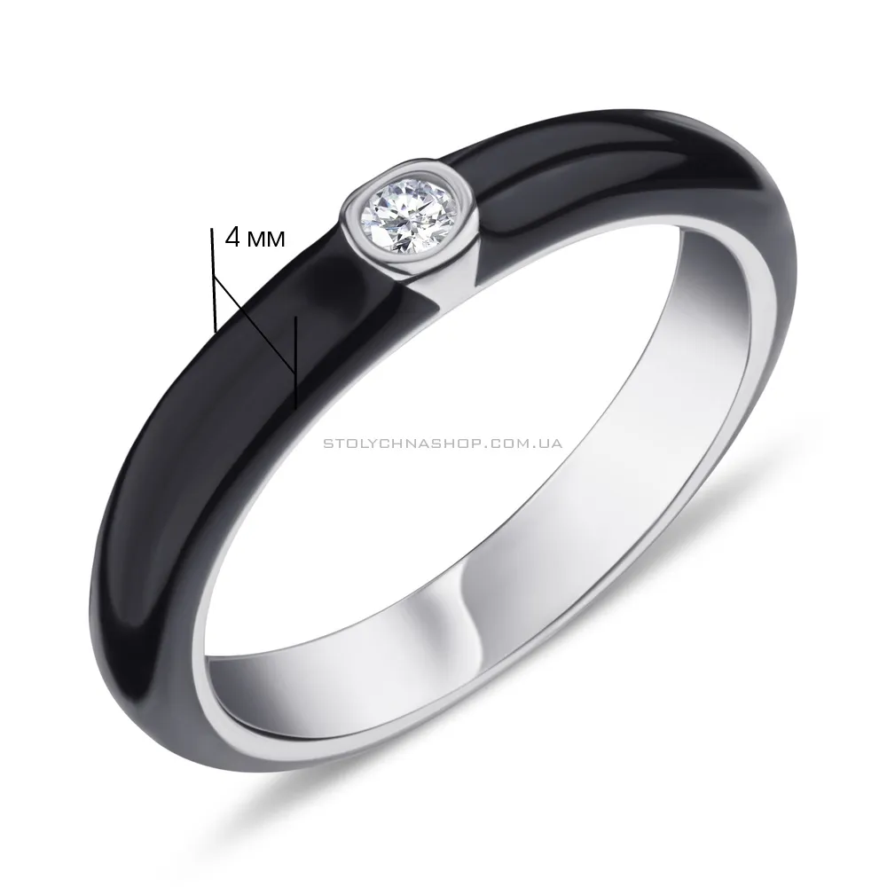 Серебряное кольцо с эмалью и фианитом (арт. 7501/5125еч) - 2 - цена