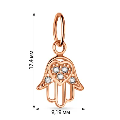 Золотий підвіс "Хамса" з фіанітами  (арт. 424428)