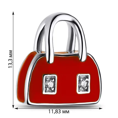 Срібний шарм «Сумочка» з емаллю і фіанітами (арт. 7503/2274ек)