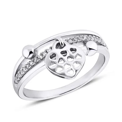 Серебряное кольцо «Сердечко» с фианитами  (арт. 7501/3857)