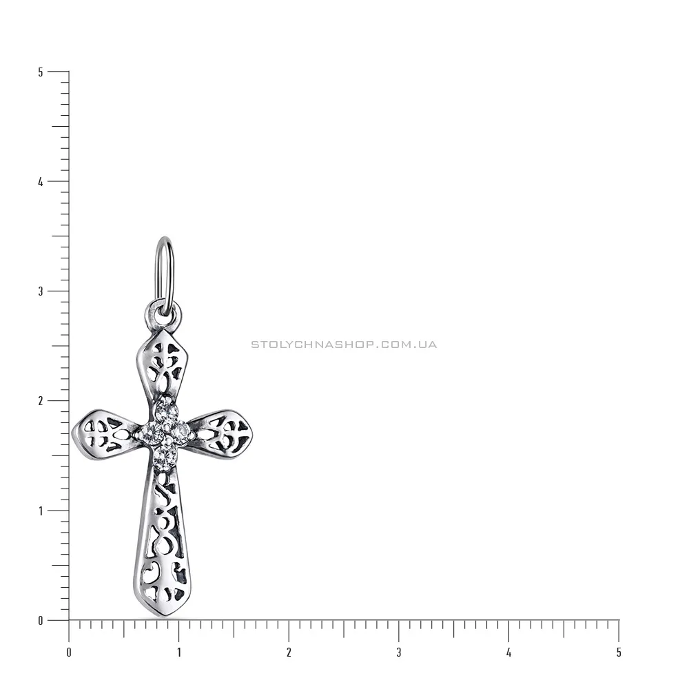 Срібна підвіска-хрестик з фіанітами (арт. 7903/38-156-ч)