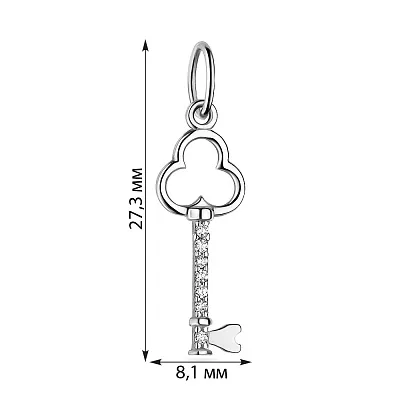 Підвіска з білого золота «Ключик» з фіанітами (арт. 423205б)