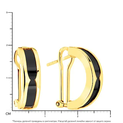 Серьги из желтого золота с ониксом  (арт. 108705жбо)