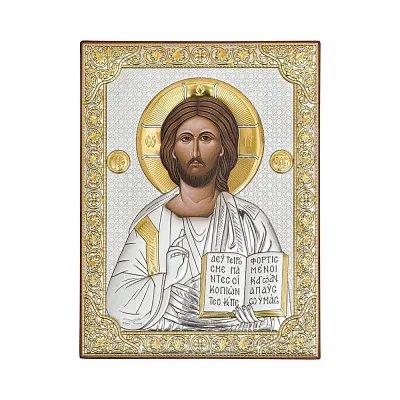 Серебряная Икона "Христос Спаситель" (164х124 мм) (арт. P-3/001G/K)