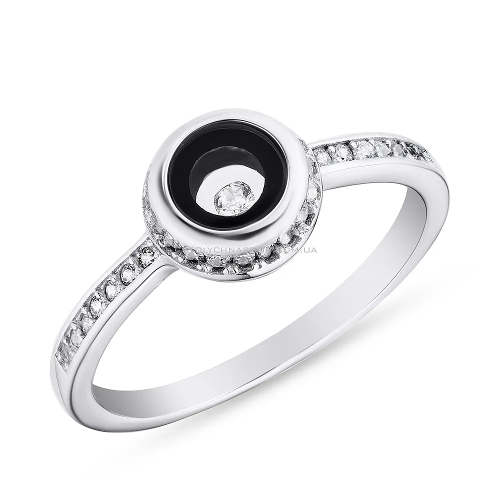 Серебряное кольцо с эмалью и фианитами  (арт. 7501/4099еч) - цена