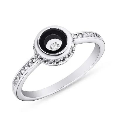 Серебряное кольцо с эмалью и фианитами  (арт. 7501/4099еч)