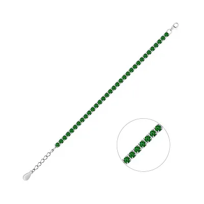 Серебряный браслет с зелеными альпинитами  (арт. 7509/1218/1аз)