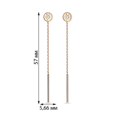 Золоті сережки-протяжки з фіанітами (арт. 108012)