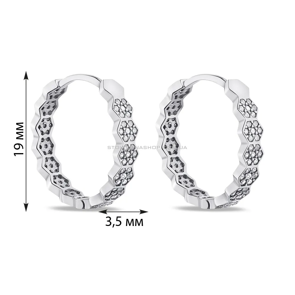 Срібні сережки-кільця з фіанітами (арт. 7502/1-0859.0.2) - 2 - цена