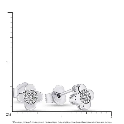 Серебряные пусеты «Цветы» с фианитами (арт. 7518/5504)