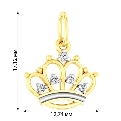 Кулон «Корона» з жовтого золота з фіанітами (арт. 440615ж)