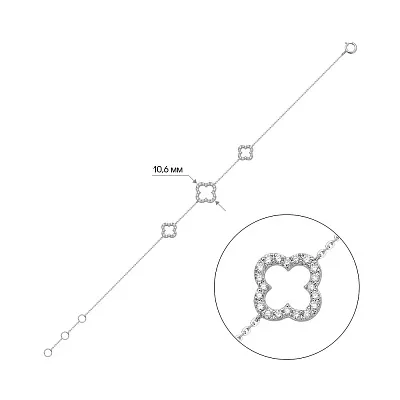 Золотой браслет Клевер с бриллиантами  (арт. Б341631030б)