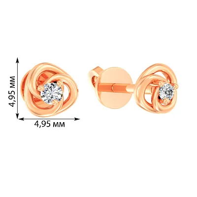 Пусеты из красного золота с бриллиантами (арт. Т011154005)