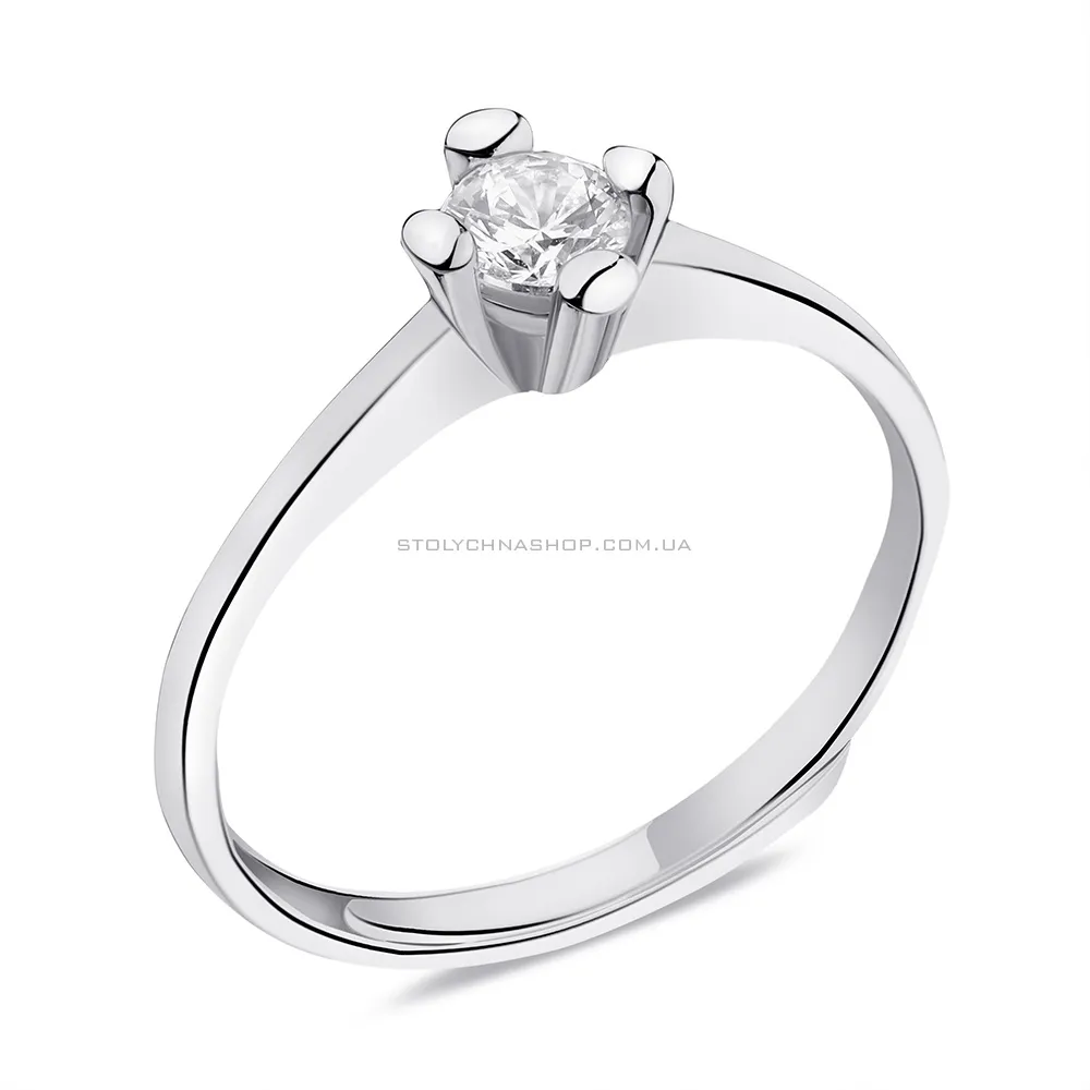 Безразмерное серебряное кольцо с фианитом (арт. 7501/6255) - цена