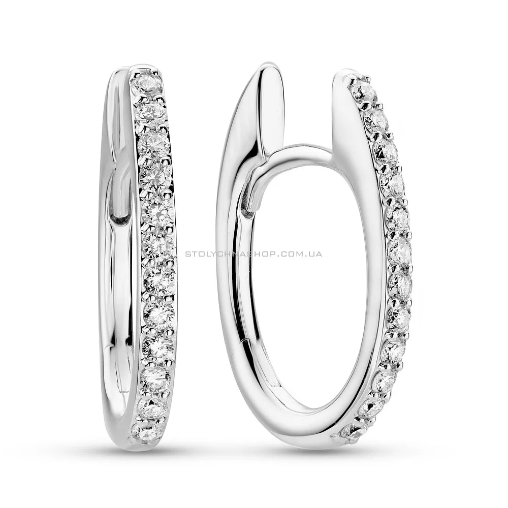 Сережки-кільця з білого золота з діамантами  (арт. С3414444030б) - цена