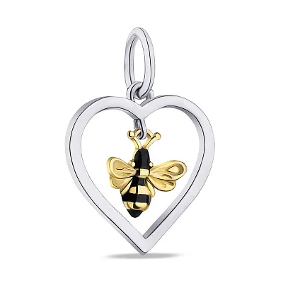 Серебряный подвес "Пчелка" с желтым родированием Trendy Style (арт. 7503/П24Ч/1076бжеч)