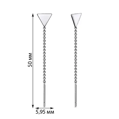 Серебряные серьги протяжки &quot;Треугольники&quot; (арт. 7502/3385)