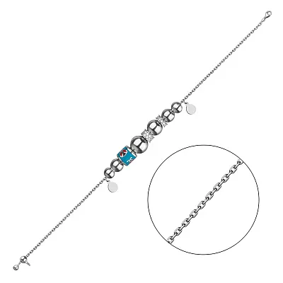 Срібний браслет з емаллю і фіанітами (арт. 7509/1967ез)