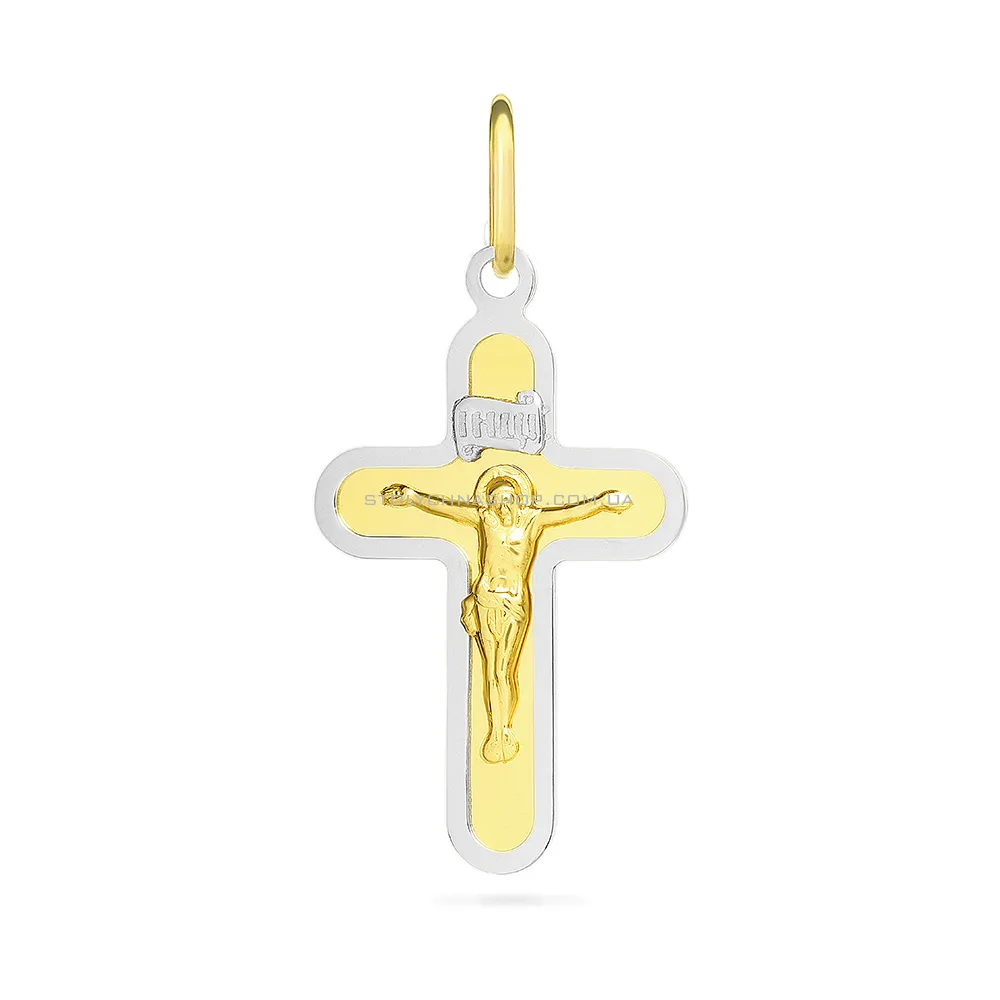 Золотой крестик в желтом цвете металла с распятием  (арт. 521206жнкби) - цена