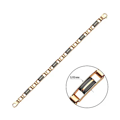 Чоловічий браслет з червоного золота з оніксом (арт. 324909о)