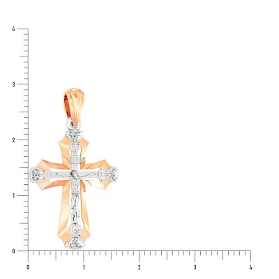Золотий натільний хрестик з розп'яттям та фіанітами (арт. 501671)