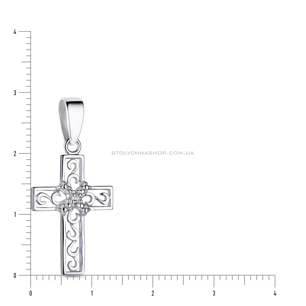 Серебряная подвеска-крестик с фианитом (арт. 7503/2407)