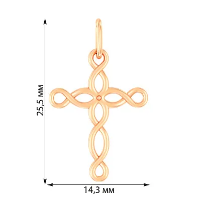 Переплетенный крестик из красного золота (арт. 440783)