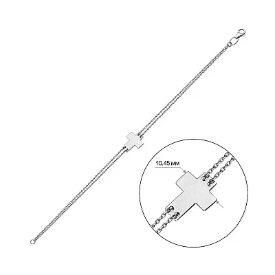 Браслет з білого золота з хрестиком (арт. 322990б)