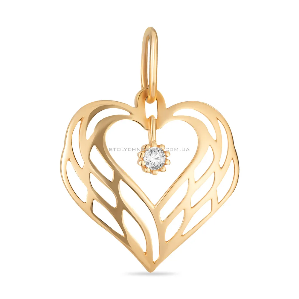 Подвеска «Сердце» с фианитом из красного золота (арт. 424064)