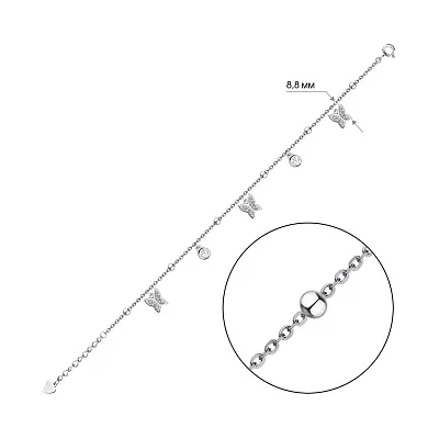 Браслет из серебра Бабочки с фианитами (арт. 7509/4144)